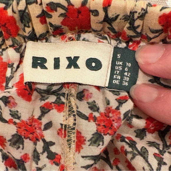 RIXO Bobbie Cotton Co-ord Ditsy Trail Cream Red Floral Ruffle Elastic Waist Pant - Picture 5 of 8